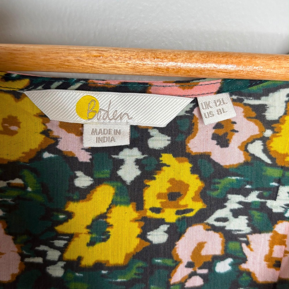 Boden Womens Floral Boho Tiered Smock Midi Dress Yellow Pink US 8L D0422 - Picture 4 of 9